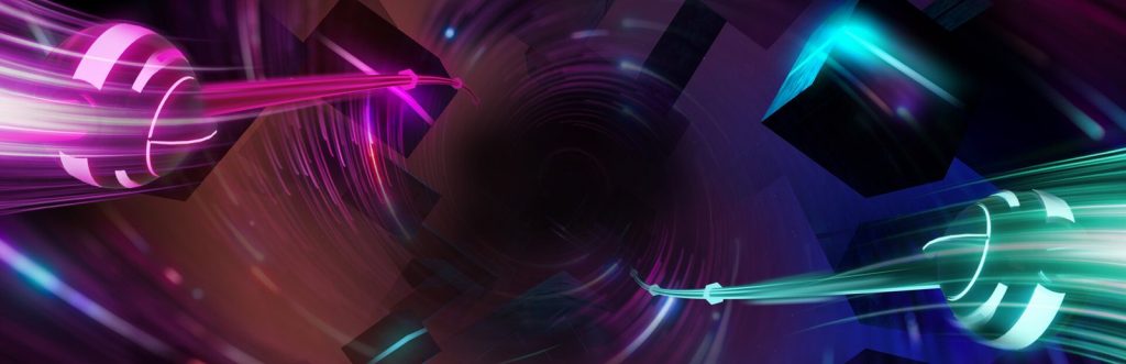 Key art for the VR rhythm game Synth Riders